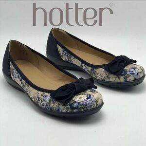 Hotter Jewel Ballerina Flats Floral Bow Like New